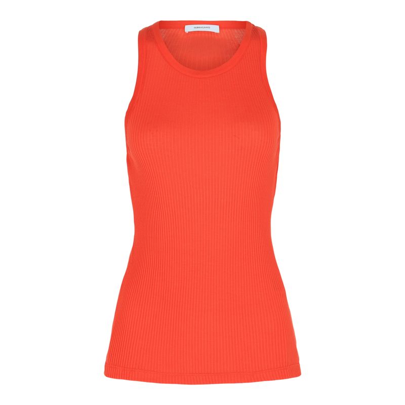 Ferragamo Ribbed Tank Top Orange Womens